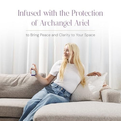 Lavendel-Salbei Räucherspray - Erzengel Ariel Salbei Nebel, Energie-Reinigung & Schutz, Rauchfrei, Reiki-aufgeladene Aromatherapie, Bett-, Raum- & Kissen-Spray mit ätherischem Öl & Quarz, 118 ml