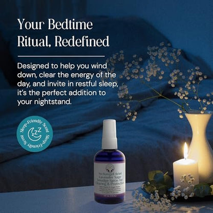 Lavendel-Salbei Räucherspray - Erzengel Ariel Salbei Nebel, Energie-Reinigung & Schutz, Rauchfrei, Reiki-aufgeladene Aromatherapie, Bett-, Raum- & Kissen-Spray mit ätherischem Öl & Quarz, 118 ml