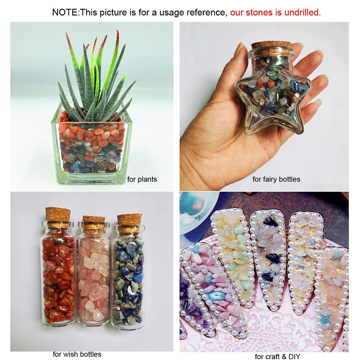 SeeuFun Bunte Mini Kristallsteine, getrommelte Chips, Fluorit, Tigerauge, Rosenquarz, Amethyst (ca. 227 g)