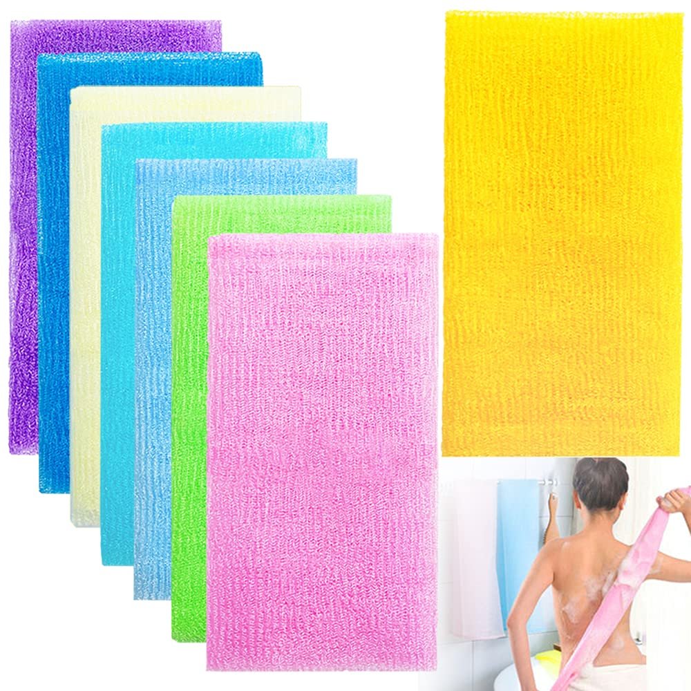 8-teiliges Peeling-Badetuch 35 Zoll – Nylon Duschwäschebeutel Körperbürste für Männer und Frauen