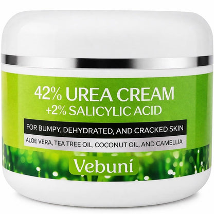 Vebuni Urea Creme 42% mit Salicylsäure 4 Unzen – Fußcreme gegen Hornhaut, intensive Feuchtigkeitspflege & Weichmacher für Füße, Knie & Ellbogen