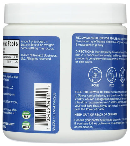 Natural Vitality Calm Magnesium Ergänzung, Anti-Stress Getränkepulver, glutenfrei, vegan, nicht-GVO, Orange, 227 g