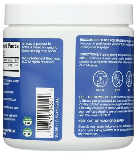Natural Vitality Calm Magnesium Ergänzung, Anti-Stress Getränkepulver, glutenfrei, vegan, nicht-GVO, Orange, 227 g