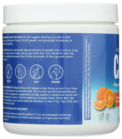 Natural Vitality Calm Magnesium Ergänzung, Anti-Stress Getränkepulver, glutenfrei, vegan, nicht-GVO, Orange, 227 g