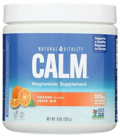 Natural Vitality Calm Magnesium Ergänzung, Anti-Stress Getränkepulver, glutenfrei, vegan, nicht-GVO, Orange, 227 g