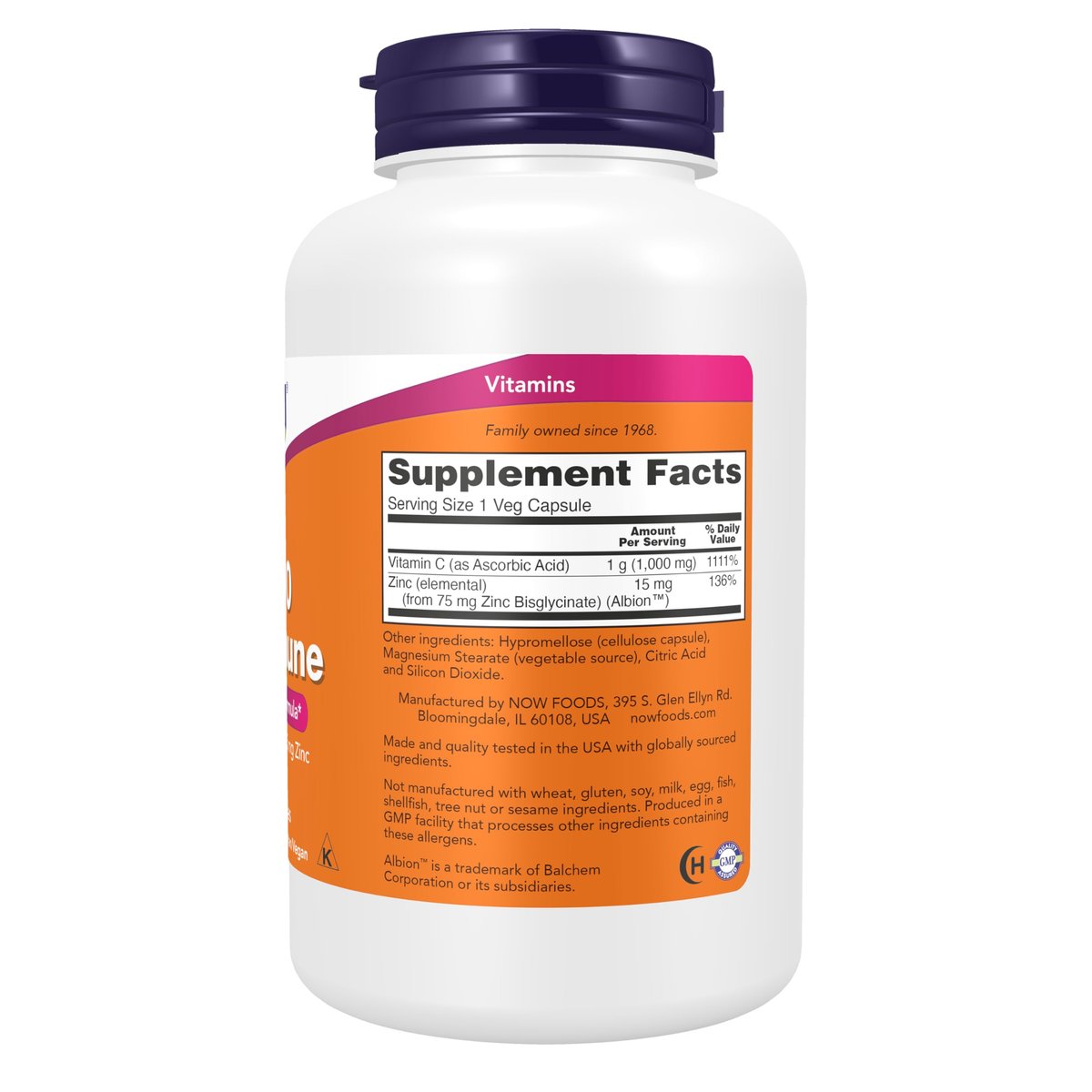 NOW Foods Nahrungsergänzungsmittel, C-1000 & Zink Immun, Saisonale Unterstützungsformel*, Antioxidantien-Schutz*, 180 vegane Kapseln