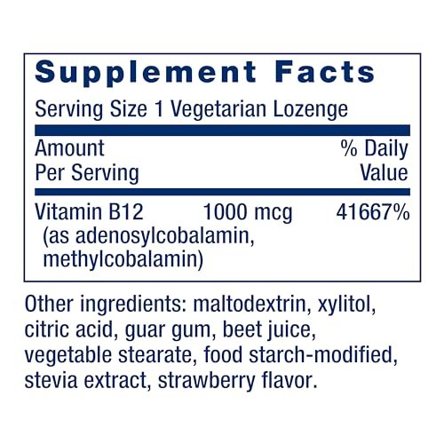 Life Extension B12 Elite – 60 Lutschtabletten mit Adenosylcobalamin und Methylcobalamin für Gehirngesundheit und Dopaminproduktion, Nicht-GVO, Glutenfrei, Vegetarisch
