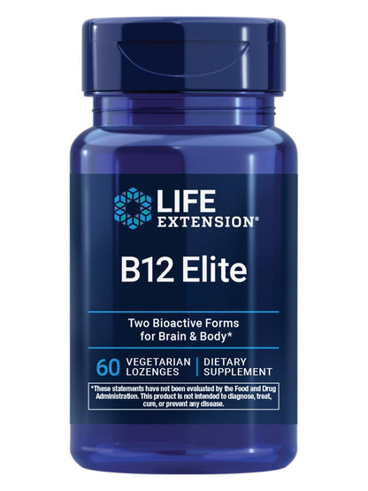 Life Extension B12 Elite – 60 Lutschtabletten mit Adenosylcobalamin und Methylcobalamin für Gehirngesundheit und Dopaminproduktion, Nicht-GVO, Glutenfrei, Vegetarisch