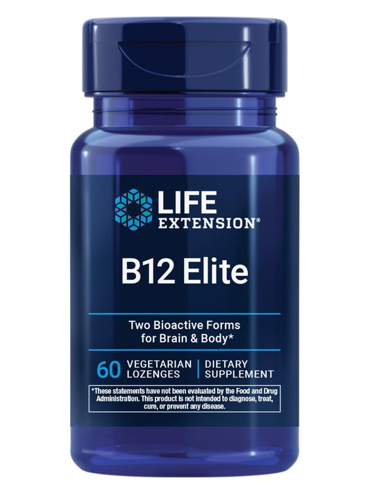 Life Extension B12 Elite – 60 Lutschtabletten mit Adenosylcobalamin und Methylcobalamin für Gehirngesundheit und Dopaminproduktion, Nicht-GVO, Glutenfrei, Vegetarisch