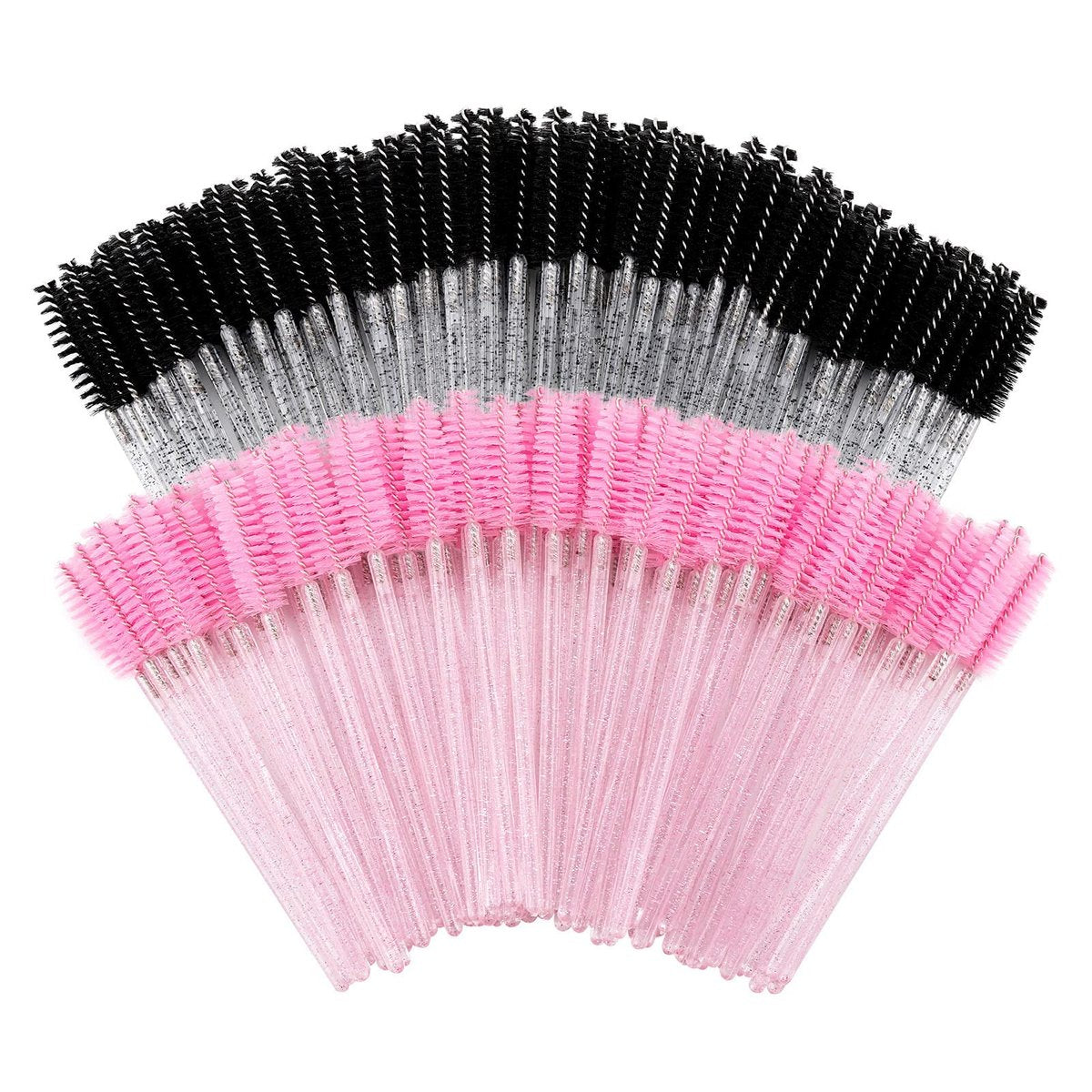 Tbestmax 200 Einweg-Mascara-Wimpernbürsten Spoolies Wimpernbürste, Wimpern-Augenbrauen-Verlängerungs-Applikator, Schwarz Pink