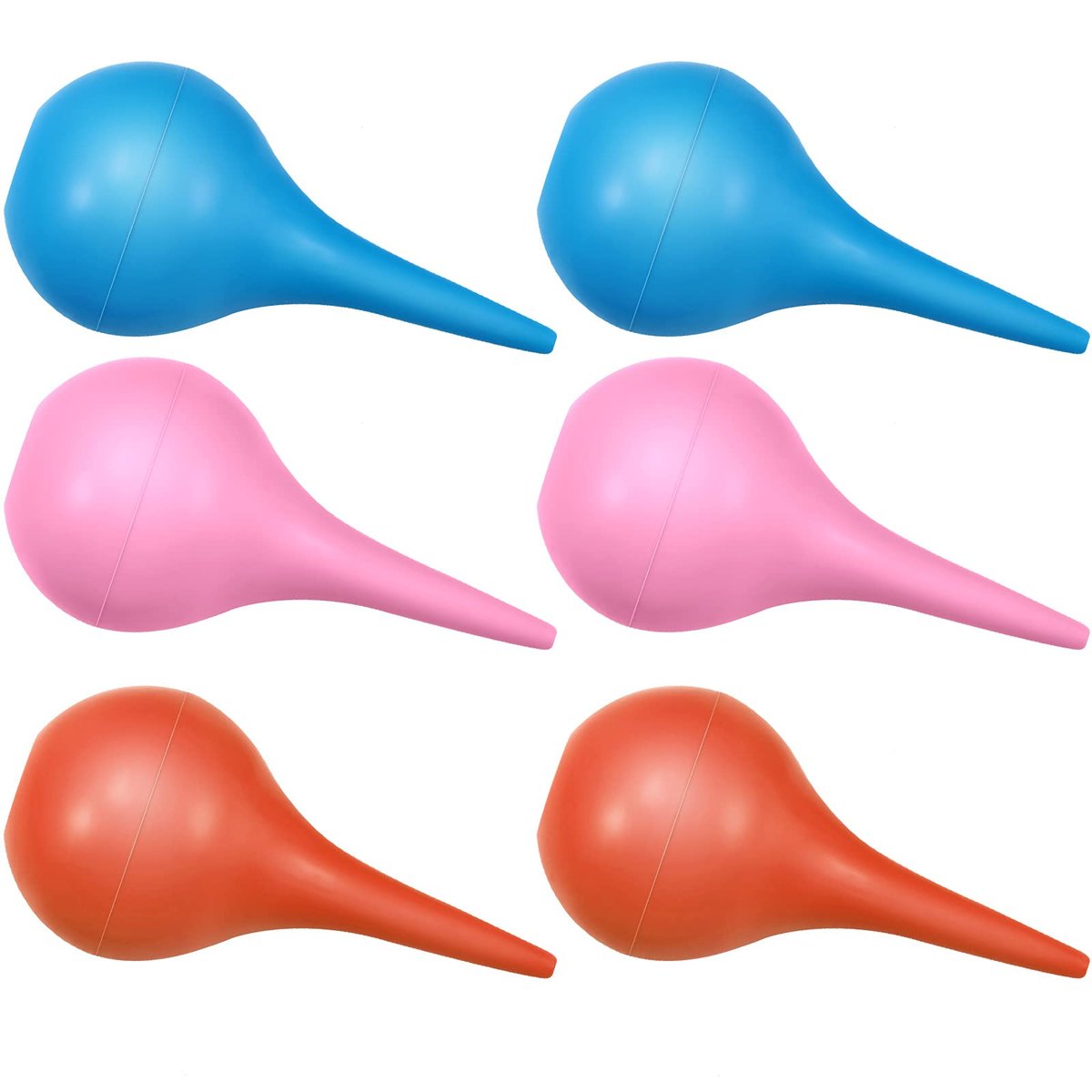 Nuanchu 6er-Pack Ohrspritze aus Gummi, 30 ml, Ohrballspritze für Babys, Kleinkinder, Hunde und Erwachsene (Pink, Blau, Orange)