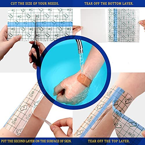 Nuanchu 9 Rollen Tattoo-Nachsorge-Bandage, wasserdicht, transparent, dehnbar, Klebeband, Tattoo-Folie zum Schwimmen, 3 Größen (2 Zoll, 4 Zoll, 6 Zoll breit)
