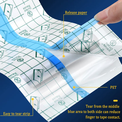 Nuanchu 9 Rollen Tattoo-Nachsorge-Bandage, wasserdicht, transparent, dehnbar, Klebeband, Tattoo-Folie zum Schwimmen, 3 Größen (2 Zoll, 4 Zoll, 6 Zoll breit)