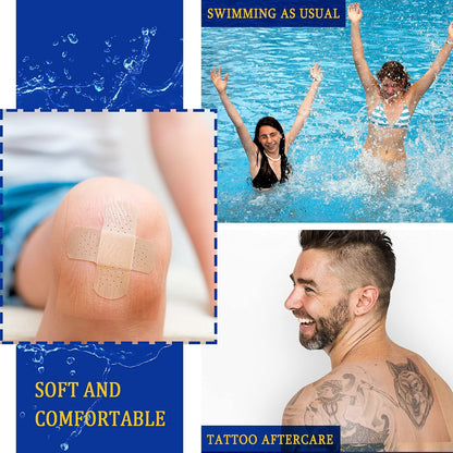 Nuanchu 9 Rollen Tattoo-Nachsorge-Bandage, wasserdicht, transparent, dehnbar, Klebeband, Tattoo-Folie zum Schwimmen, 3 Größen (2 Zoll, 4 Zoll, 6 Zoll breit)