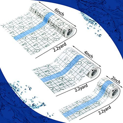 Nuanchu 9 Rollen Tattoo-Nachsorge-Bandage, wasserdicht, transparent, dehnbar, Klebeband, Tattoo-Folie zum Schwimmen, 3 Größen (2 Zoll, 4 Zoll, 6 Zoll breit)
