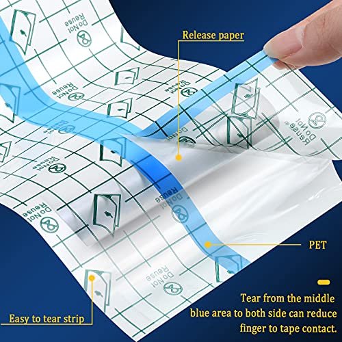 Nuanchu 9 Rollen Tattoo-Nachsorge-Bandage, wasserdicht, transparent, dehnbar, Klebeband, Tattoo-Folie zum Schwimmen, 3 Größen (2 Zoll, 4 Zoll, 6 Zoll breit)