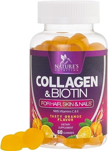 Collagen Gummies mit 2500 mcg Biotin – Kollagen Komplex mit hydrolysierten Peptiden Typ I & III, Zink & Vitamin C – Haut-, Haar- & Nagelsupport für Frauen & Männer – 60 Gummibärchen