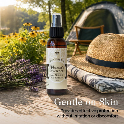 Victoria's Lavender Don’t Bug Me Insektenspray - Natürlicher Insektenschutz für Kinder - Ideal für den Innen- und Außenbereich - DEET-frei mit ätherischen Ölen, Aloe Vera & Eukalyptus - Hergestellt in den USA – 118 ml