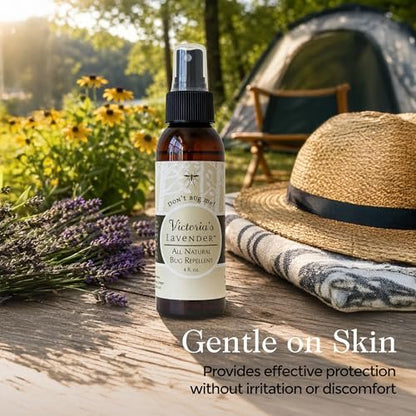 Victoria's Lavender Don’t Bug Me Insektenspray - Natürlicher Insektenschutz für Kinder - Ideal für den Innen- und Außenbereich - DEET-frei mit ätherischen Ölen, Aloe Vera & Eukalyptus - Hergestellt in den USA – 118 ml