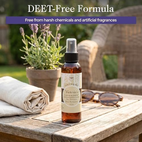 Victoria's Lavender Don’t Bug Me Insektenspray - Natürlicher Insektenschutz für Kinder - Ideal für den Innen- und Außenbereich - DEET-frei mit ätherischen Ölen, Aloe Vera & Eukalyptus - Hergestellt in den USA – 118 ml
