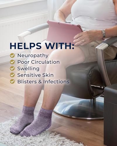 Pembrook Diabetische Socken für Damen & Herren mit Griffen | 6 Paar Quarter-Länge Weite Nicht Bindende Diabetikersocken für Herren Rutschfest | Ödeme, Neuropathie für Frauen & Männer