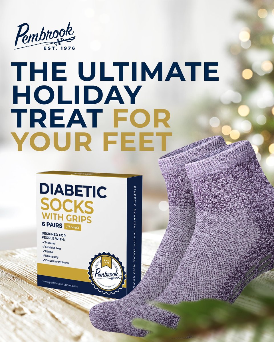 Pembrook Diabetische Socken für Damen & Herren mit Griffen | 6 Paar Quarter-Länge Weite Nicht Bindende Diabetikersocken für Herren Rutschfest | Ödeme, Neuropathie für Frauen & Männer