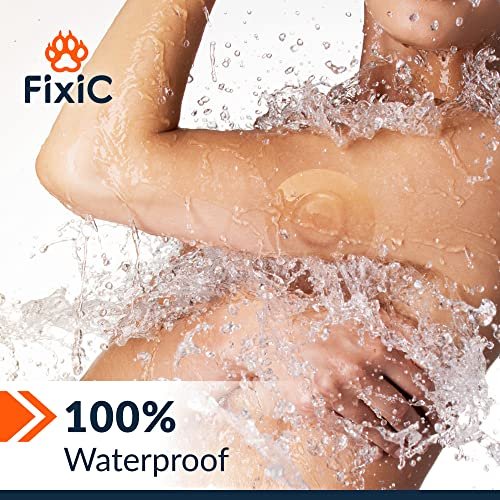 Fixic Freestyle Klebepflaster 25 Stück – Kompatibel mit Libre 1, 2, 3 & Plus – Enlite – Guardian – Kein Kleber in der Mitte – Vorgestanzte Rückseite – Langzeitfixierung für Ihren Sensor! (2-Lagen Tan)