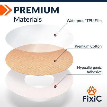 Fixic Freestyle Klebepflaster 25 Stück – Kompatibel mit Libre 1, 2, 3 & Plus – Enlite – Guardian – Kein Kleber in der Mitte – Vorgestanzte Rückseite – Langzeitfixierung für Ihren Sensor! (2-Lagen Tan)