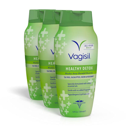 Vagisil Femininwasche für die Intimhygiene, Healthy Detox, Ganzkörperwaschlotion für Frauen, Gynäkologisch getestet, hypoallergen und pH-ausgeglichen, 12 Fl Oz (3er-Pack)