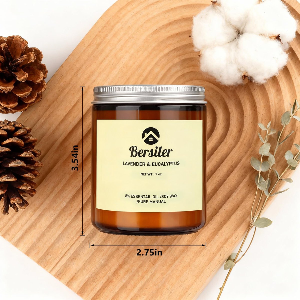 Bersiler Aromatherapie-Kerzen, Duftkerzen, 7OZ Lavendel-Eukalyptus-Kerzen gegen Stress und zur Entspannung für Zuhause & Schlafzimmer, Geschenk für Frauen, Geburtstag, Weihnachten, Sojawachs-Kerze