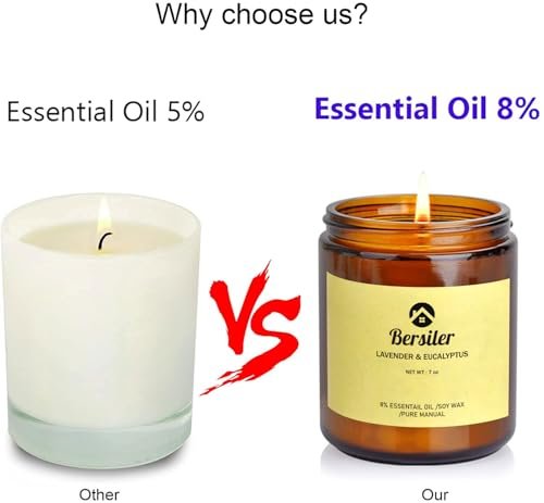 Bersiler Aromatherapie-Kerzen, Duftkerzen, 7OZ Lavendel-Eukalyptus-Kerzen gegen Stress und zur Entspannung für Zuhause & Schlafzimmer, Geschenk für Frauen, Geburtstag, Weihnachten, Sojawachs-Kerze