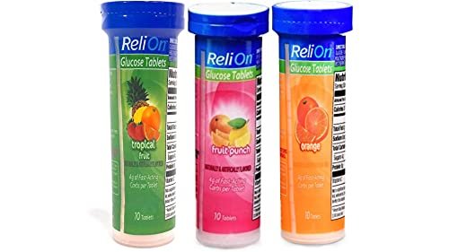 Relion Glukose Tabletten: Orange, Tropical und Fruit Punch – 30 Tabletten (3er-Pack)