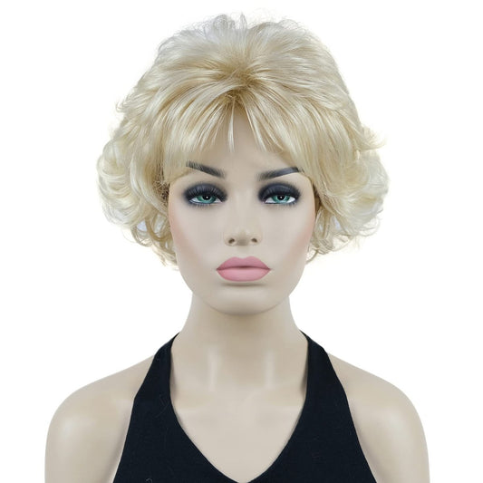 Lydell 8 Zoll Kurze Lockige Perücke für Damen – Weicher Shaggy-Layered Klassischer Cap Vollkunsthaarperücke (24BT613)