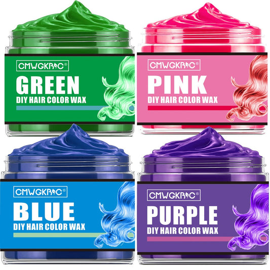 4 Farben temporäre Haarfarbe – Geschenk für Kinder, Jugendliche, Erwachsene – Haarspray in Lila, Grün, Blau, Pink – temporäre Haarfarbe für Partys, Halloween, Cosplay