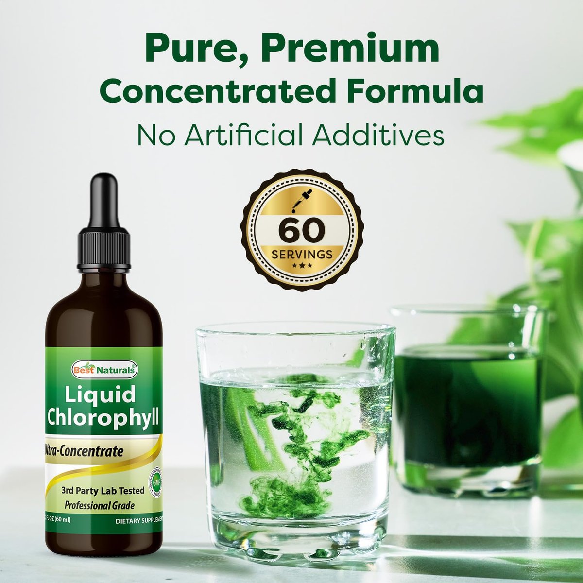 Best Naturals Chlorophyll-Tropfen flüssig 50 mg, 2 Fl Oz – Natürliches Detox, Energie, Verdauung & Hautgesundheit, Vegan, Nicht-GVO, Leichte Absorption