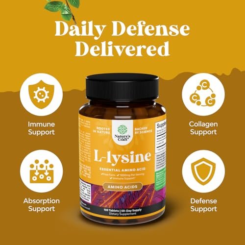 Natures Craft L-Lysin Kapseln - Hochdosiertes L-Lysin Supplement für Augengesundheit, Lippenpflege, Kollagensynthese und Immununterstützung - Essentielle Aminosäure - 1000 mg pro Portion - 100 Kapseln