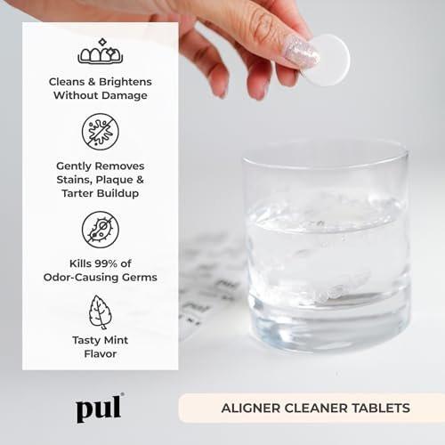 PUL Retainer Reinigungstabletten – Aligner Reiniger für Invisalign und durchsichtige Zahnschienen, tägliche Retainer Reinigungstabletten und Zahnprothesen Reiniger – entfernt Geruch, Verfärbungen und Plaque – 30-Tage-Vorrat