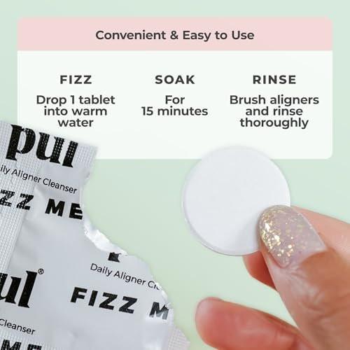 PUL Retainer Reinigungstabletten – Aligner Reiniger für Invisalign und durchsichtige Zahnschienen, tägliche Retainer Reinigungstabletten und Zahnprothesen Reiniger – entfernt Geruch, Verfärbungen und Plaque – 30-Tage-Vorrat