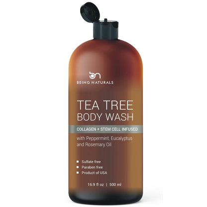 Being Naturals Körperwäsche mit Teebaumöl & Bio-Teebaumöl – Bekämpft Gerüche, Akne & Hautprobleme, 500 ml