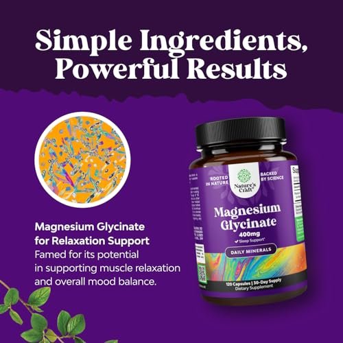 Reines Magnesiumglycinat 400 mg pro Portion – Vegane, hoch bioverfügbare Kapseln für Frauen und Männer – Unterstützt Stimmung, Schlaf und Entspannung – 120 Kapseln