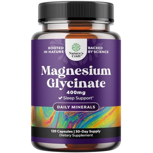 Reines Magnesiumglycinat 400 mg pro Portion – Vegane, hoch bioverfügbare Kapseln für Frauen und Männer – Unterstützt Stimmung, Schlaf und Entspannung – 120 Kapseln