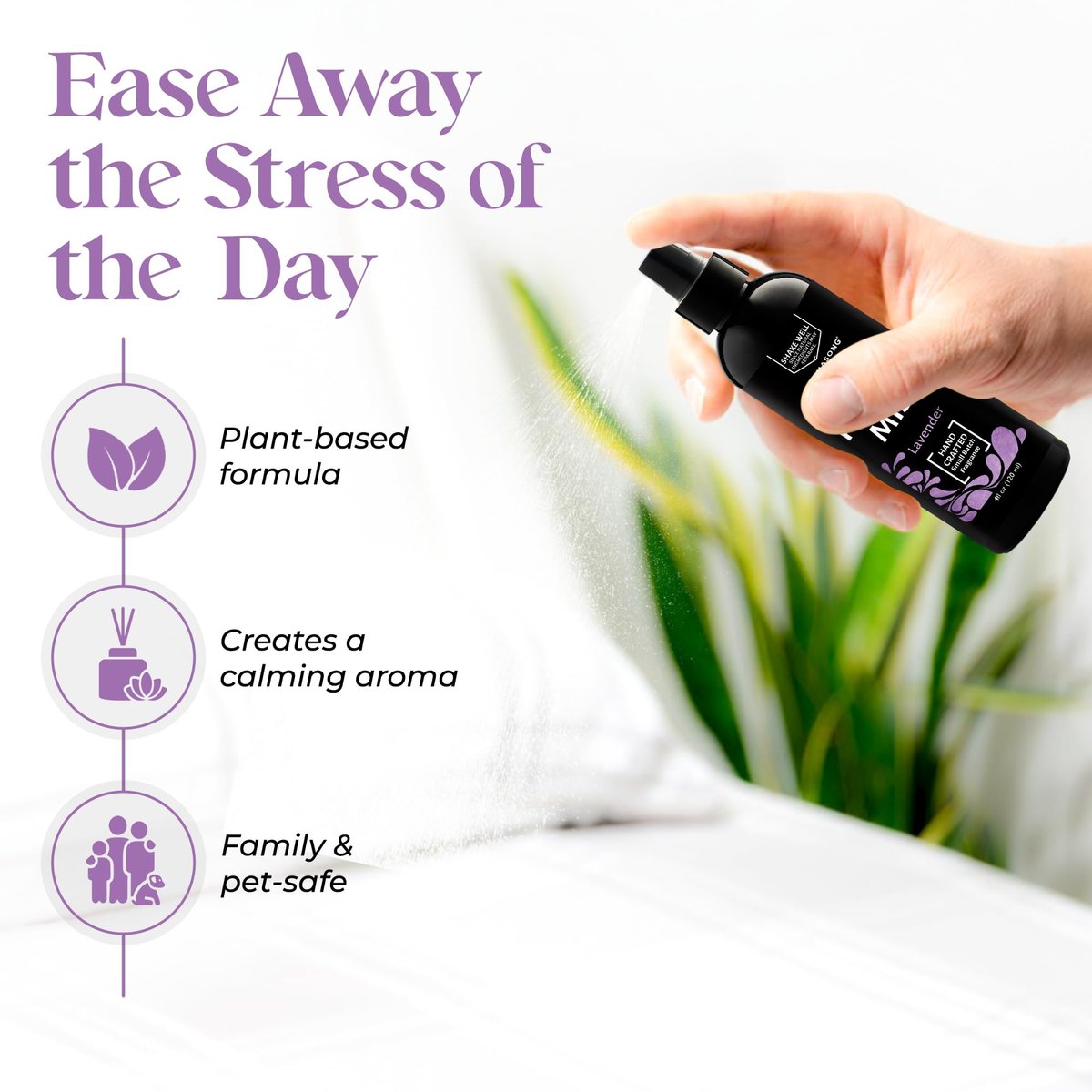 Aromasong Lavendel Kissen Spray für erholsamen Schlaf – Natürliches Bett- und Schlafenszeit-Mist mit ätherischen Ölen zur Entspannung, 118 ml