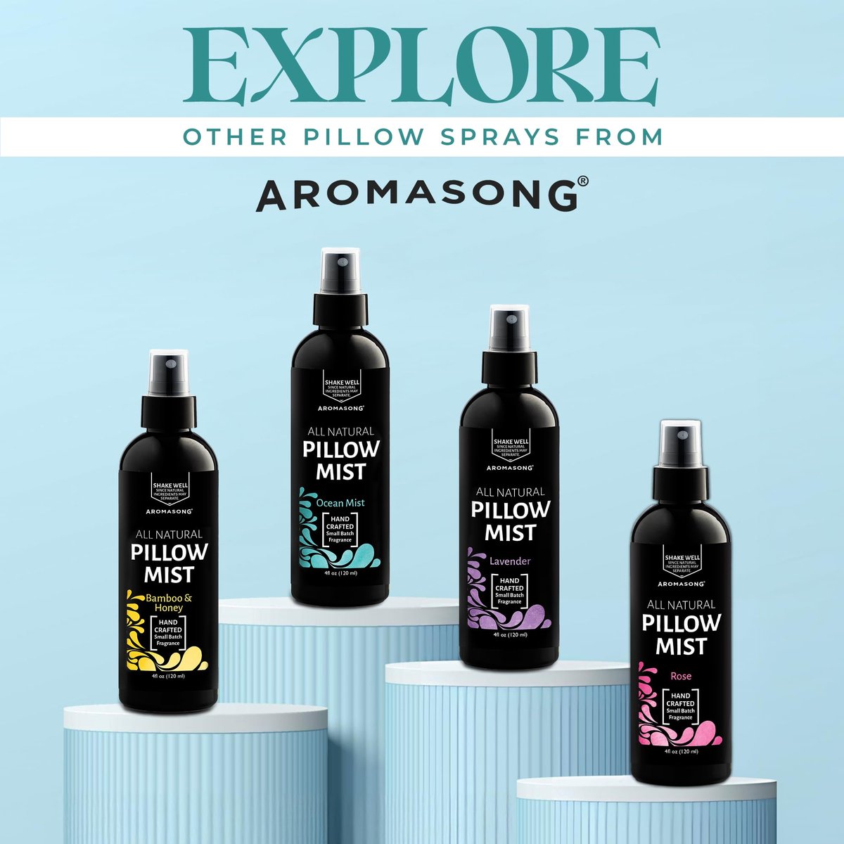 Aromasong Lavendel Kissen Spray für erholsamen Schlaf – Natürliches Bett- und Schlafenszeit-Mist mit ätherischen Ölen zur Entspannung, 118 ml