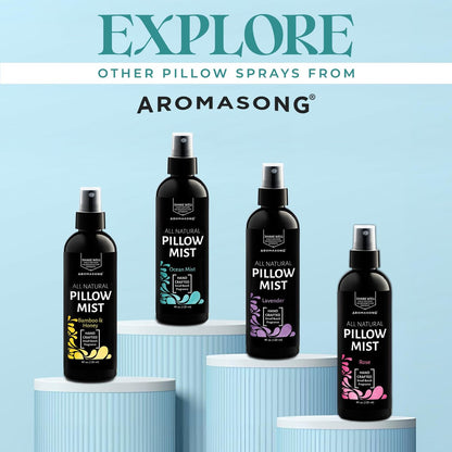 Aromasong Lavendel Kissen Spray für erholsamen Schlaf – Natürliches Bett- und Schlafenszeit-Mist mit ätherischen Ölen zur Entspannung, 118 ml