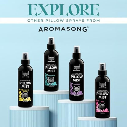 Aromasong Lavendel Kissen Spray für erholsamen Schlaf – Natürliches Bett- und Schlafenszeit-Mist mit ätherischen Ölen zur Entspannung, 118 ml