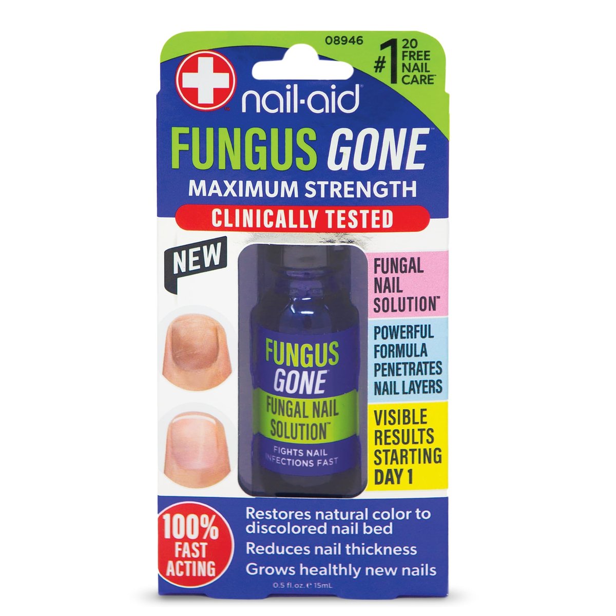 Nail-Aid Fungus Gone – Maximale Stärke, pilzhemmende Nagellösung, 100 % schnell wirkend, 15 ml