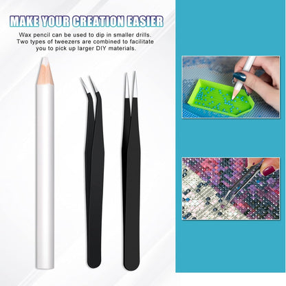 Maitys 22-teiliges Wachsstift-Set für Strasssteine – Wachsstifte zum Aufnehmen von Strasssteinen, Nagelkunst, Edelstein-Dotting, Kristall-Aufnahmewerkzeuge mit Pinzette, Spitzer und Dreiecksplatte