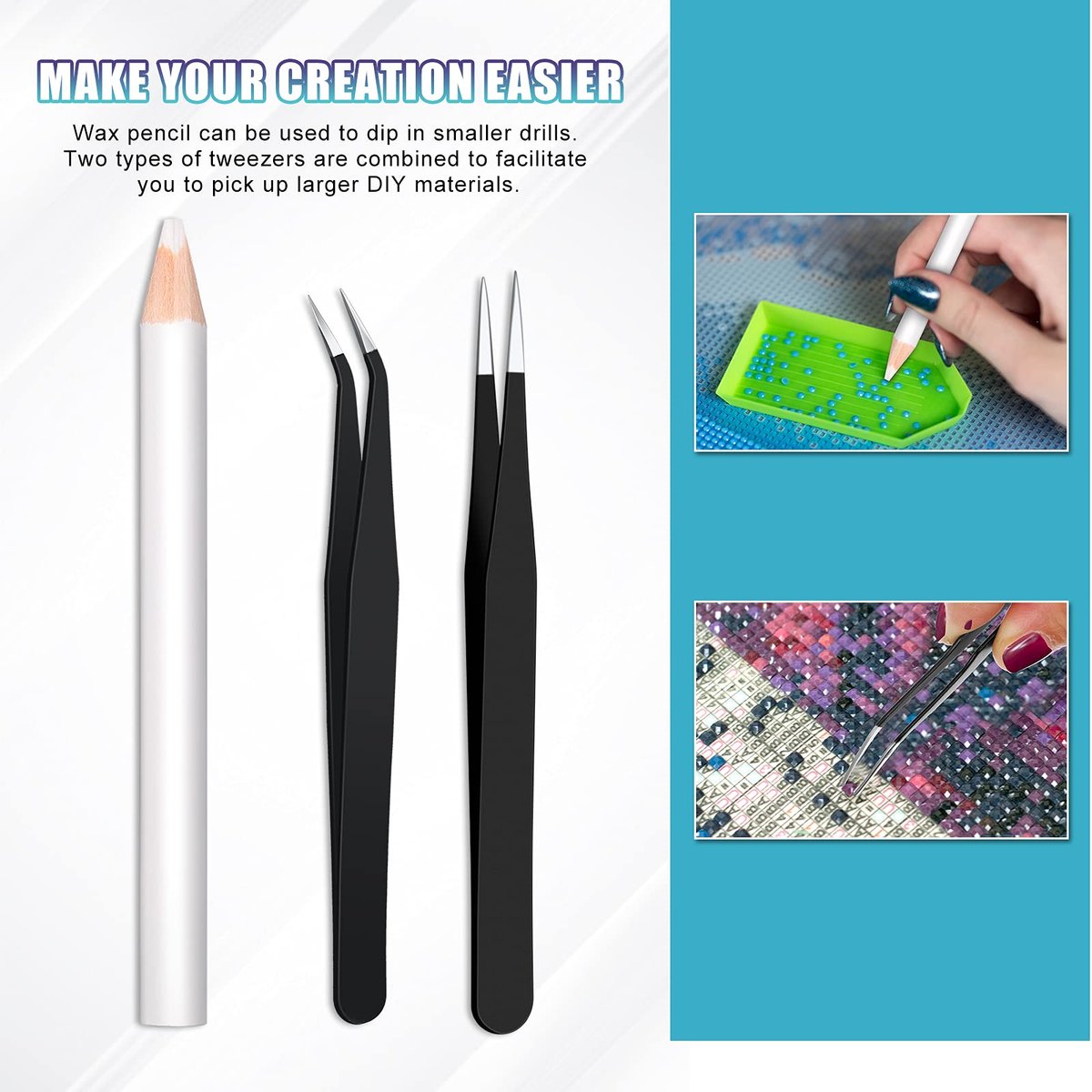 Maitys 22-teiliges Wachsstift-Set für Strasssteine – Wachsstifte zum Aufnehmen von Strasssteinen, Nagelkunst, Edelstein-Dotting, Kristall-Aufnahmewerkzeuge mit Pinzette, Spitzer und Dreiecksplatte