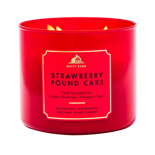 Bath & Body Works Erdbeer-Käsekuchen 3-Docht-Kerze – Duftkerze für Zuhause – Lang anhaltender, raumfüllender Duft – Hohe Duftölkonzentration – Sojawachsmischung