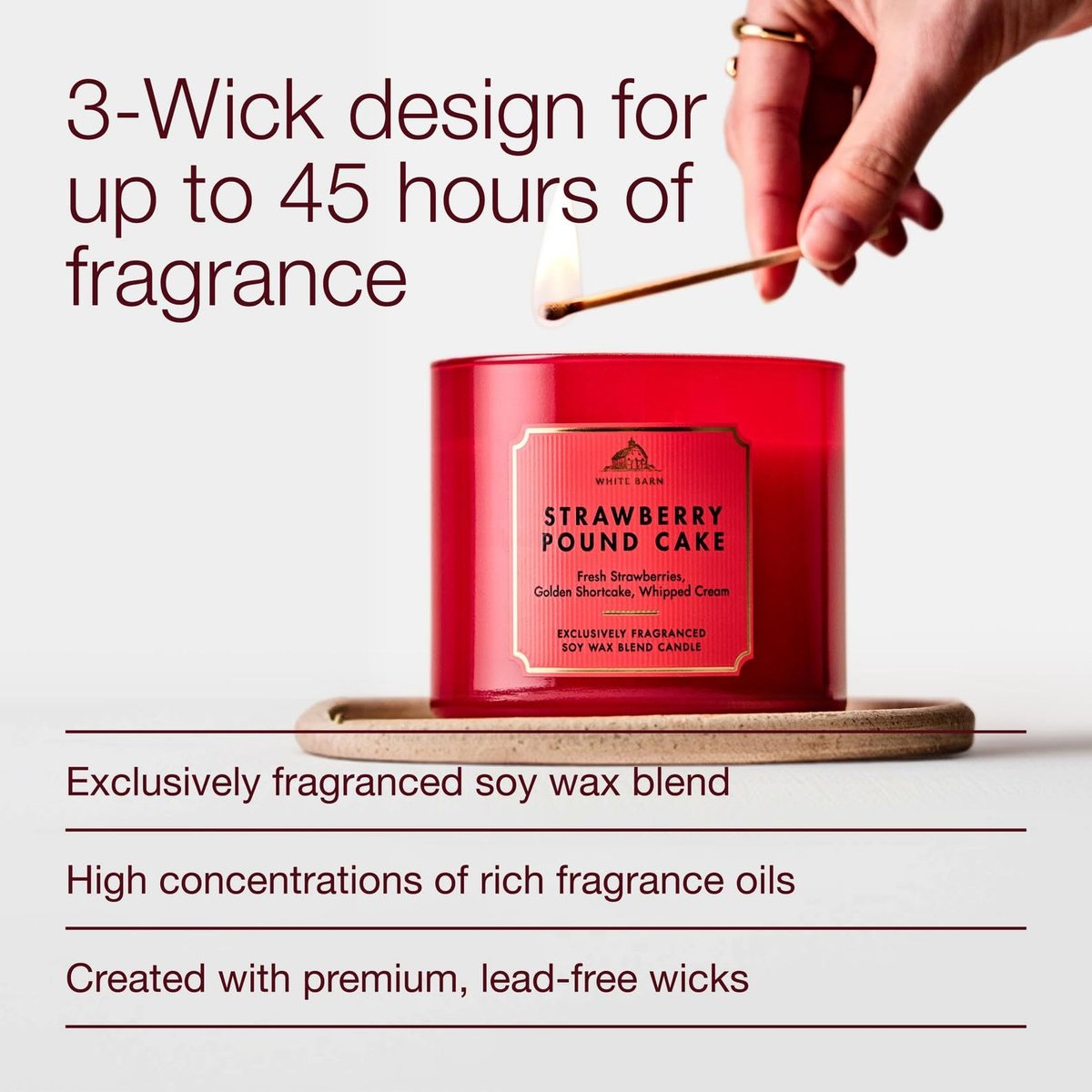 Bath & Body Works Erdbeer-Käsekuchen 3-Docht-Kerze – Duftkerze für Zuhause – Lang anhaltender, raumfüllender Duft – Hohe Duftölkonzentration – Sojawachsmischung